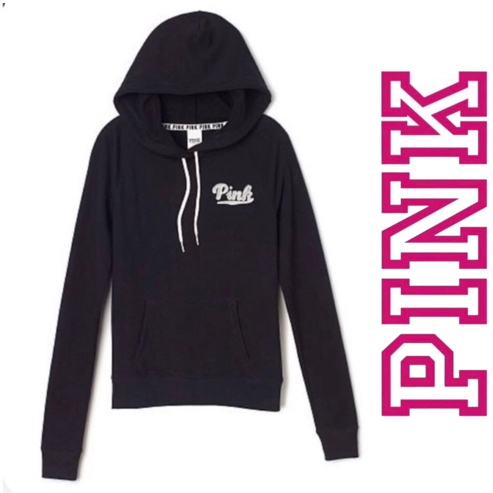 Victoria's Secret PINK | Black Logo Pullover Hoodie | Size Small